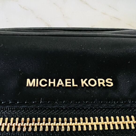 MICHAEL KORS Polly Black Nylon East West Zip Chain Crossbody Bag - Picture 3 of 9